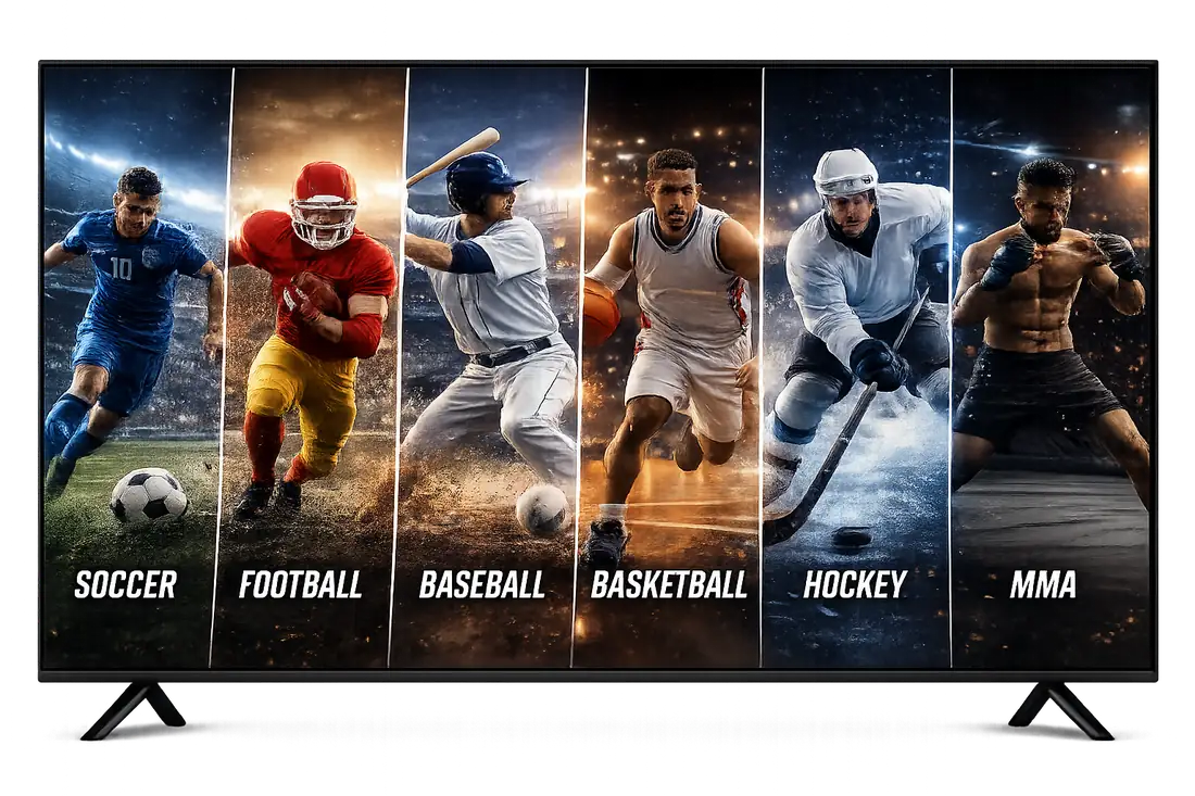 Live soccer, football, baseball, basketball, hockey, and MMA streaming in 4K on iptv usa us
